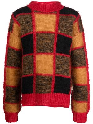 Marni checkerboard crew neck sweater - Red