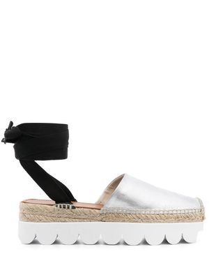 Marni chunky-sole ankle-strap espadrilles - Silver