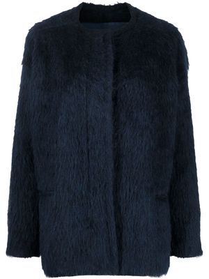 Marni collarless brushed jacket - Blue