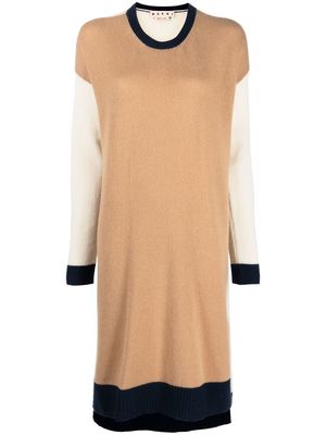 Marni colour-block cashmere knitted dress - Neutrals