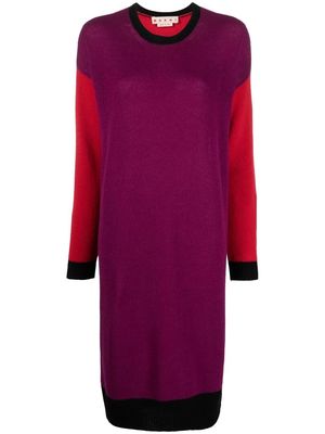 Marni colour-block cashmere knitted dress - Pink