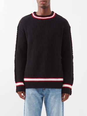 Marni - Colour-block Exposed-seam Alpaca Sweater - Mens - Black Multi