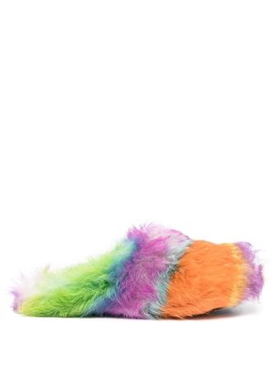 Marni colour-block faux-fur slippers - Purple