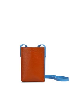 Marni colour-block logo shoulder bag - Blue