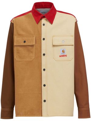 Marni colour-block long-sleeve shirt - Brown