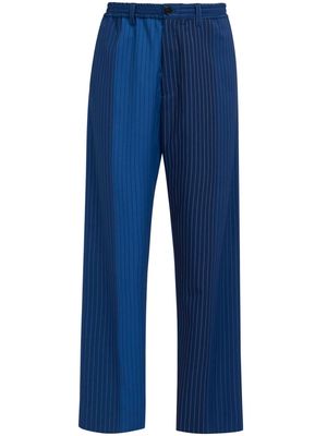 Marni colour-block pinstripe pattern trousers - Blue