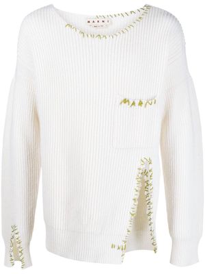 Marni contrast-stitch knitted jumper - Neutrals