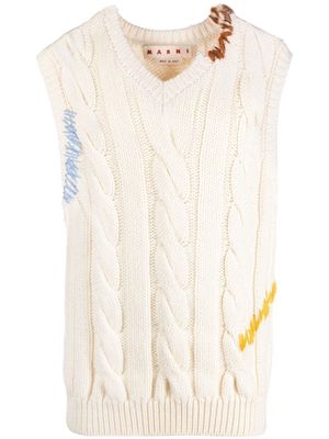 Marni contrast-stitch knitted vest - Neutrals