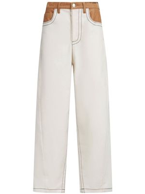 Marni contrast-stitch straight-leg trousers - Neutrals
