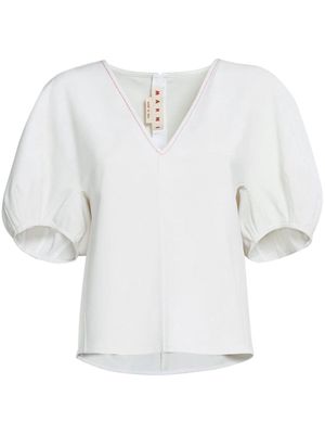 Marni contrast-stitched V-neck blouse - White