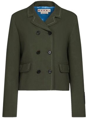 Marni contrast-stitching wool jacket - Green