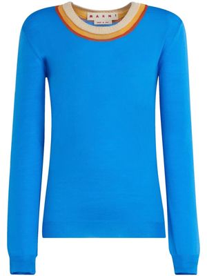 Marni contrast-trim fine-knitted jumper - Blue