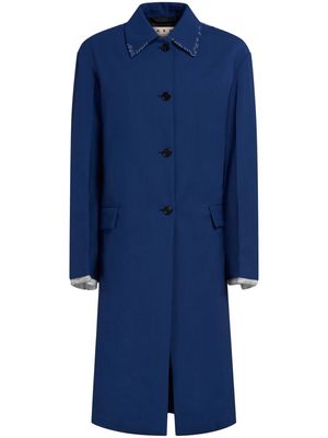 Marni contrasting-stitch single-breasted coat - Blue