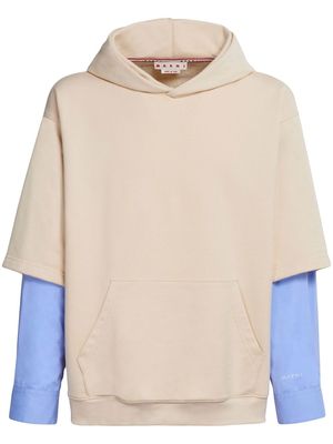 Marni cotton short-sleeve hooded sweatshirt - Neutrals