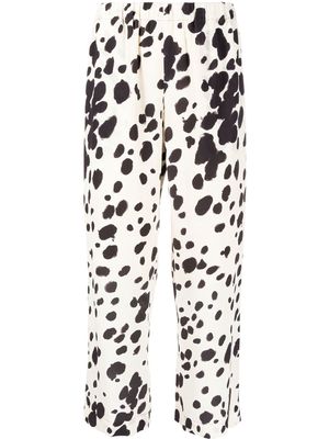 Marni cow-print cropped trousers - Neutrals