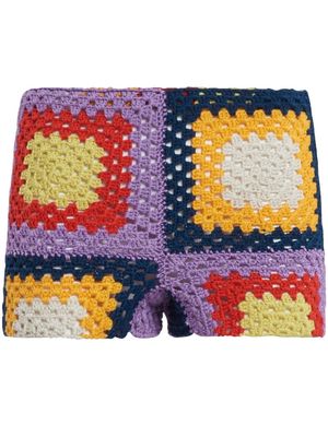 Marni crochet patched shorts - Purple
