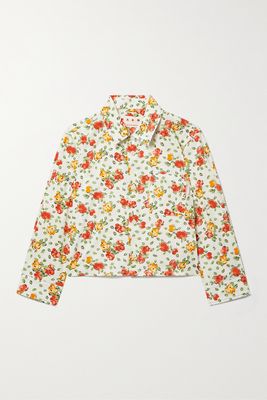 Marni - Cropped Floral-print Cotton-voile Shirt - Cream