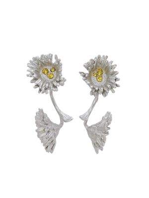 Marni crystal-embellished flower drop earrings - Yellow