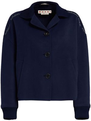 Marni decorative-stitching wool-blend shirt jacket - Blue
