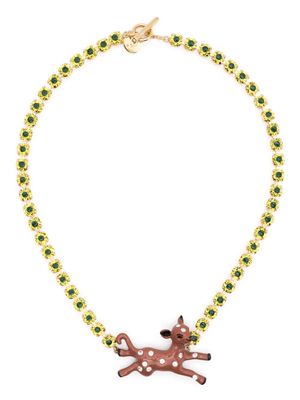 Marni deer-charm crystal chain necklace - Gold