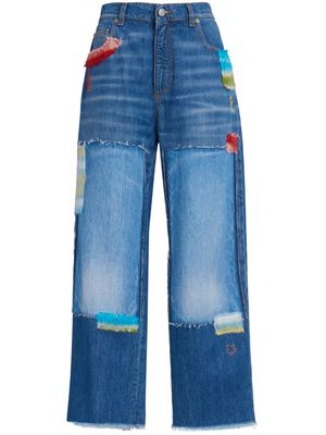 Marni denim-patchwork straight-leg jeans - Blue