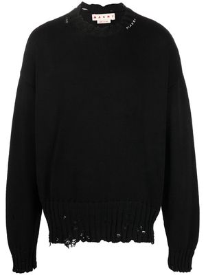Marni distress-knit detail jumper - Black