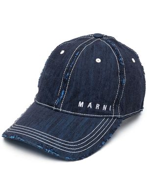 Marni distressed denim cap - Blue