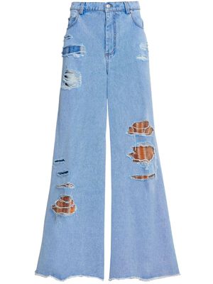 Marni distressed-detail wide-leg jeans - Blue
