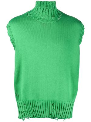 Marni distressed-effect sleeveless jumper - Green