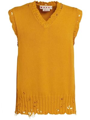 Marni distressed knitted tank top - Yellow