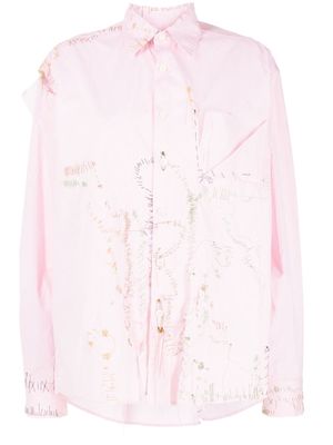 Marni distressed stitch-detail shirt - Pink