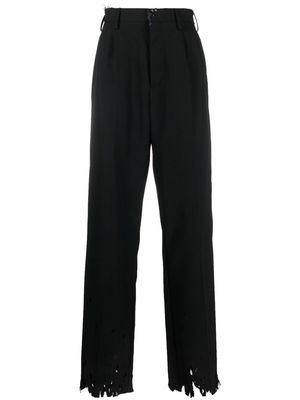 Marni distressed straight-leg cut trousers - Black
