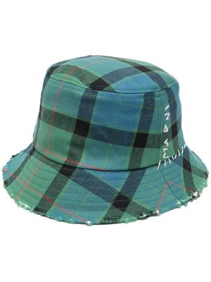 Marni distressed tartan bucket-hat - Green