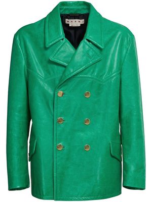 Marni double-breasted leather jacket - Green
