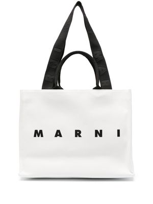 Marni East-West logo-print tote bag - White