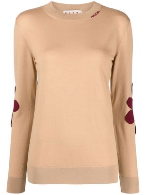 Marni elbow-patch wool jumper - Brown