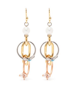Marni embellished-ring pearl earrings - Gold