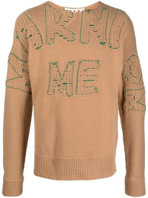 Marni embroidered crew neck jumper - Brown