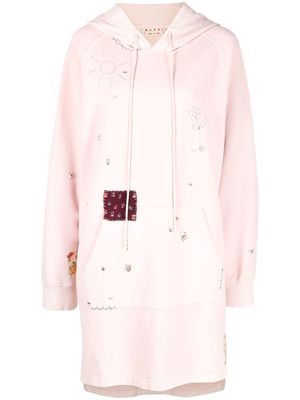 Marni embroidered hoodie dress - Pink