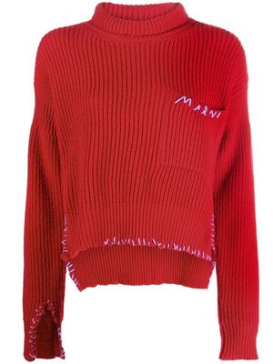 Marni embroidered-logo ribbed jumper