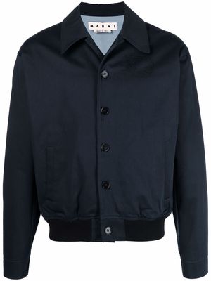 Marni embroidered logo shirt jacket - Blue