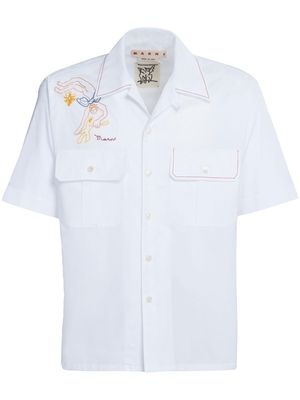 Marni embroidered-logo short-sleeve shirt - White