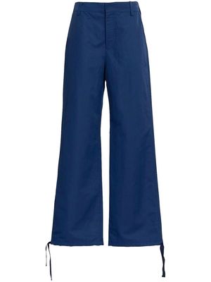 Marni embroidered-logo straight-leg trousers - Blue