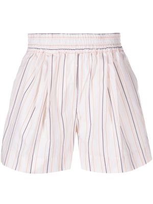 Marni embroidered-logo striped poplin shorts - Neutrals