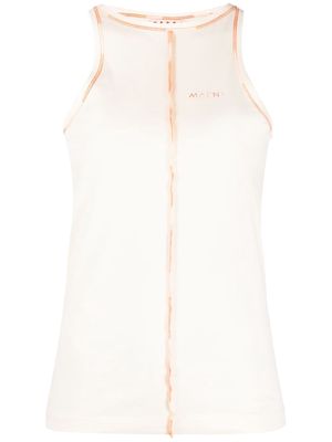 Marni embroidered-logo tank top - Neutrals
