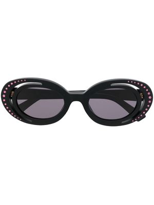 Marni Eyewear crystal-embellishment oval-frame sunglasses - Black