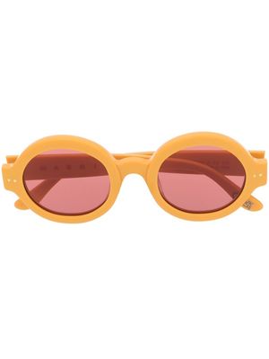 Marni Eyewear logo-print round-frame sunglasses - Orange