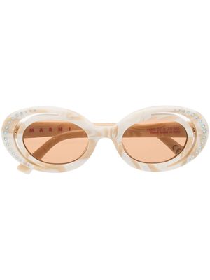 Marni Eyewear Zyon Canyon oval-frame sunglasses - Neutrals