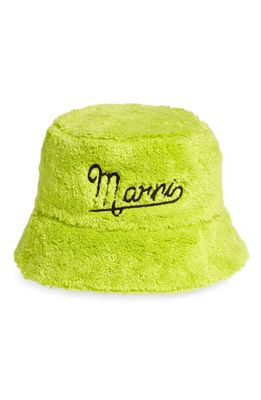 Marni Faux Fur Bucket Hat in Light Lime