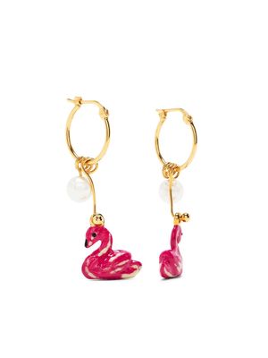 Marni flamingo-pendant earrings - Pink